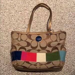 Coach Signature Multicolor Stripe Tote